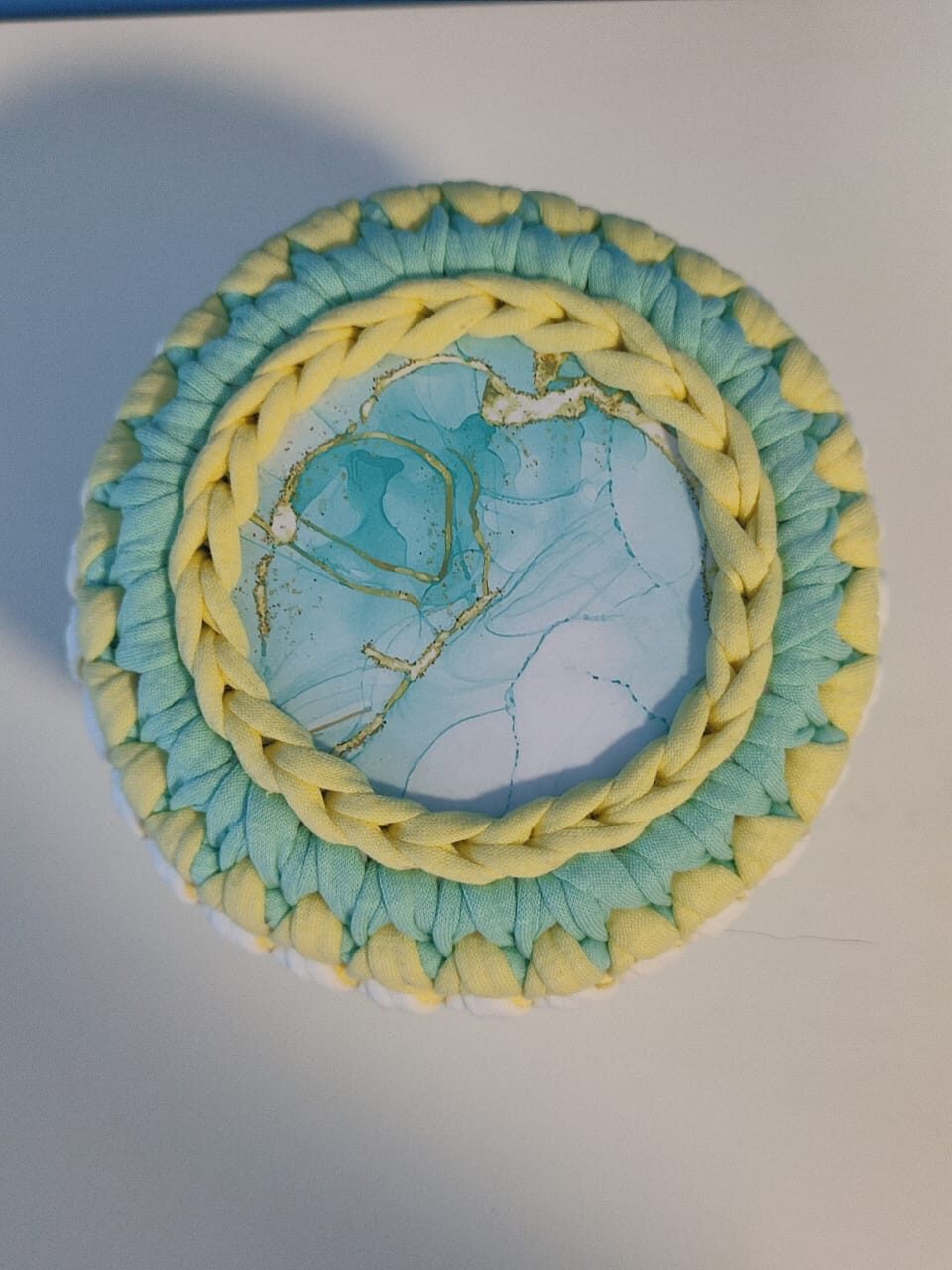 Шкатулка из трикотажной пряжи «Аквамарин»