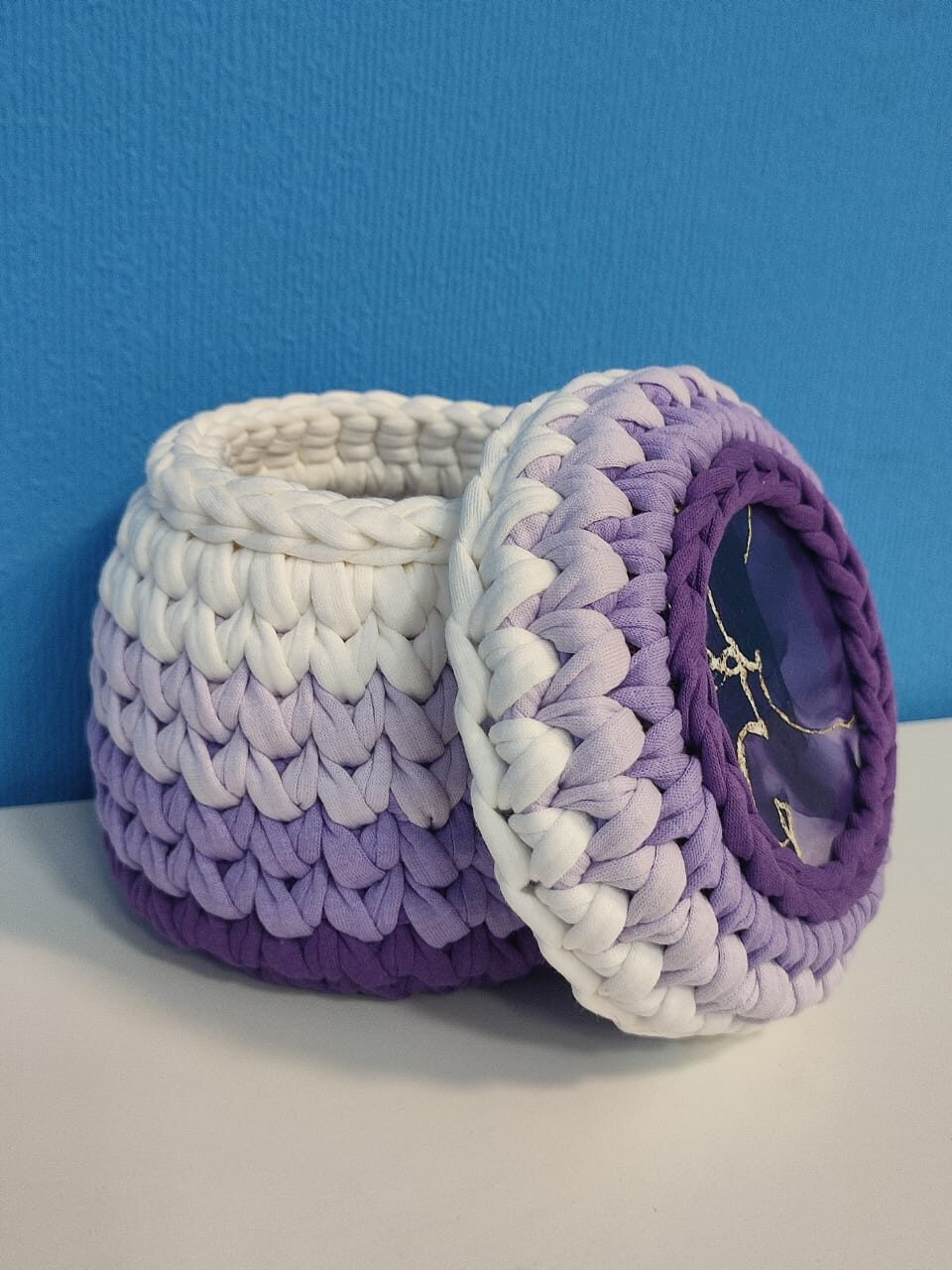 Шкатулка из трикотажной пряжи «Аметист»
