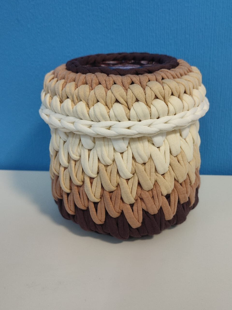 Шкатулка из трикотажной пряжи «Кофе»