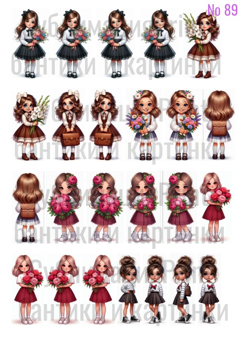 Картинки для сублимации, для бантиков-стримеров, 3 листа А4, для ленты 4 см.