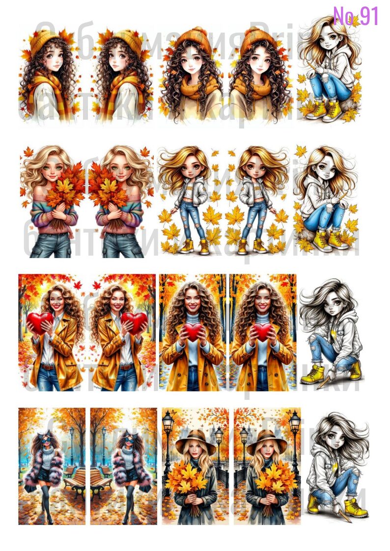 Картинки для сублимации, для бантиков-стримеров, 3 листа А4, для ленты 4 см.