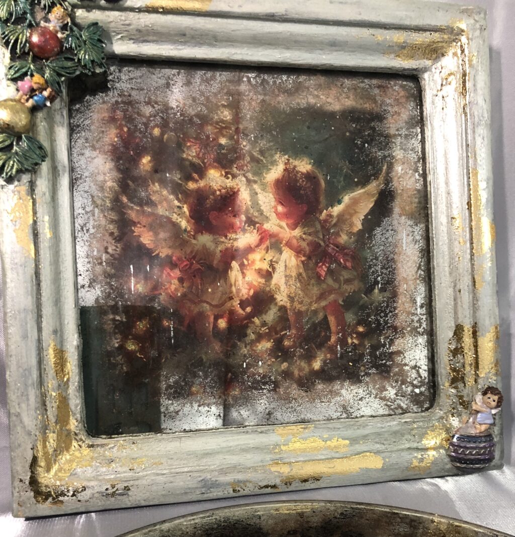 Зеркальная картина ангелы в рождество