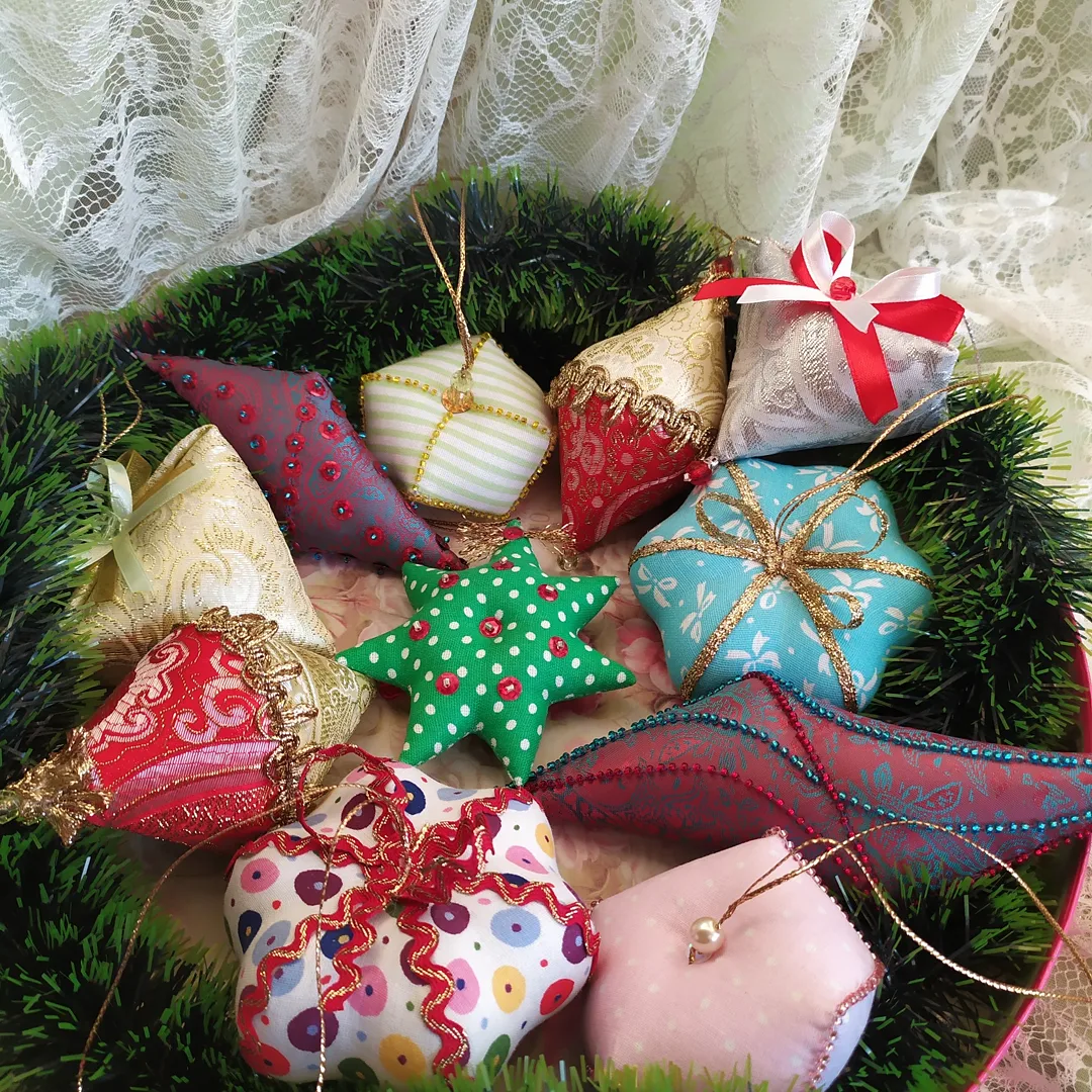 Новогодние подвески текстильные