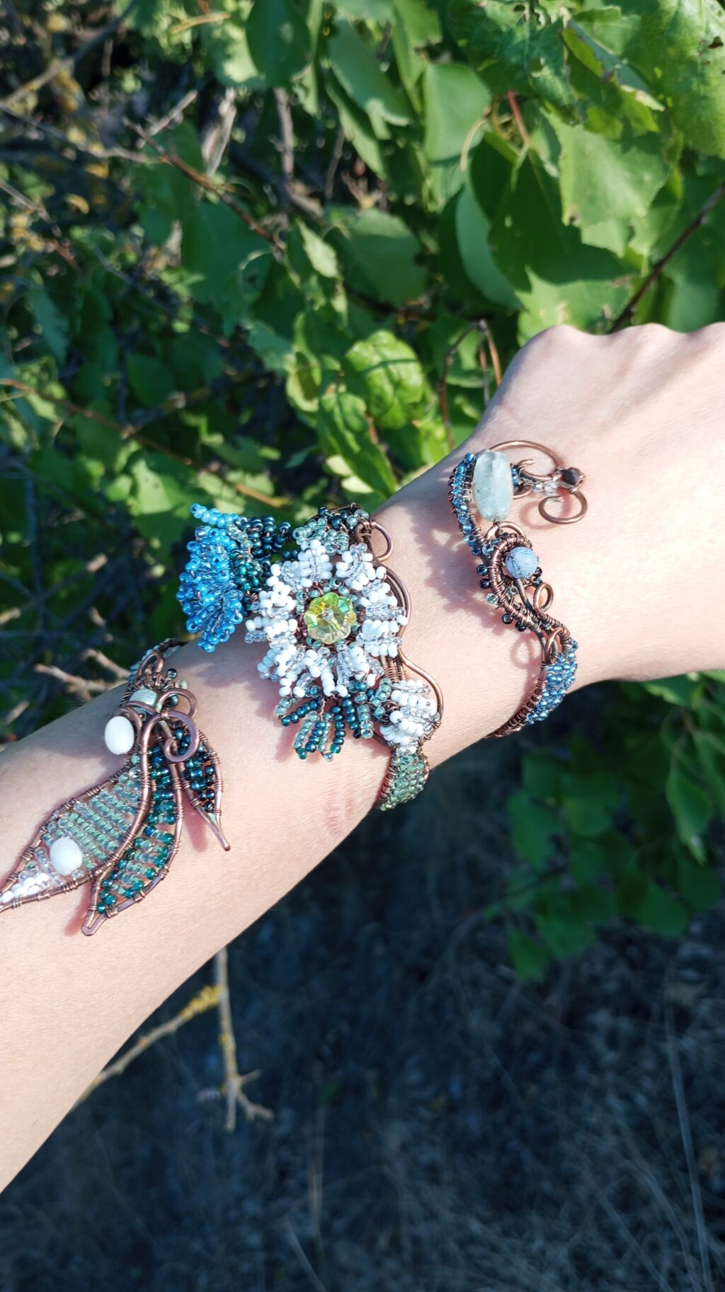 Браслет медный «Ромашка-василек»