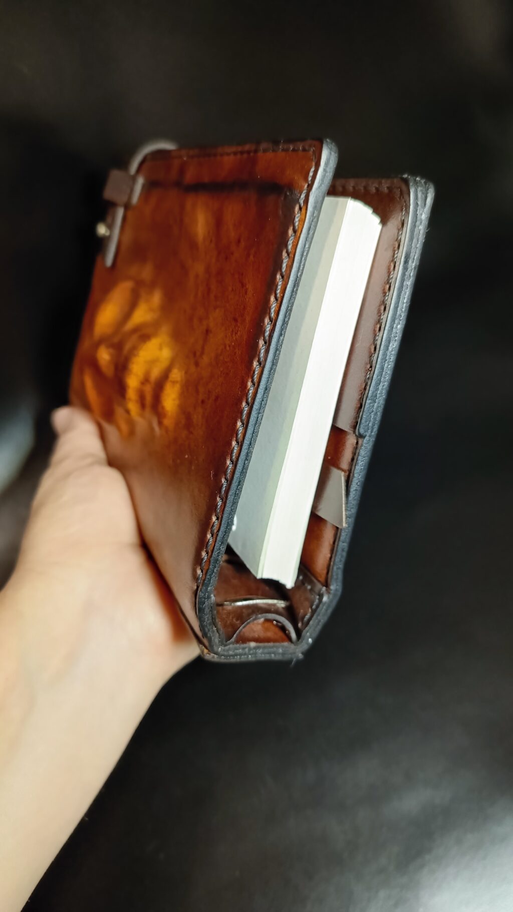 Блокнот из натуральной кожи с черепом и сменными блоками